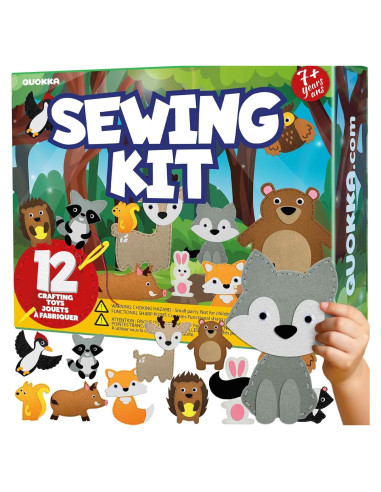Kit de Costura para Niños QUOKKA - 12 Animales de Fieltro