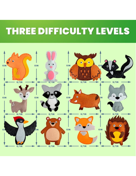 Kit de Costura para Niños QUOKKA - 12 Animales de Fieltro Kit de Costura para Niños QUOKKA - 12 Animales de Fieltro