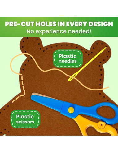 Kit de Costura para Niños QUOKKA - 12 Animales de Fieltro