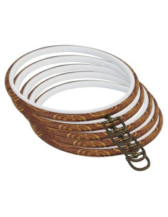 5 Piezas Aros de Bordado Redondos 10 cm Madera Imitada