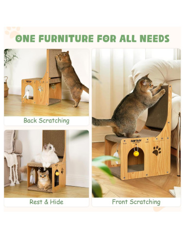 Alfombra Rascadora para Gatos Pawtasy con Juguetes Incluidos