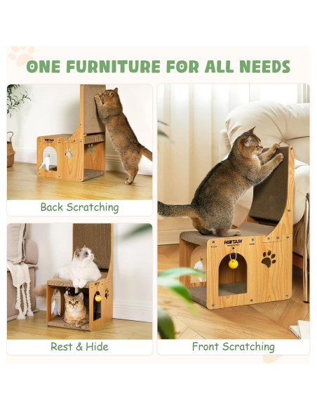 Alfombra Rascadora para Gatos Pawtasy con Juguetes Incluidos