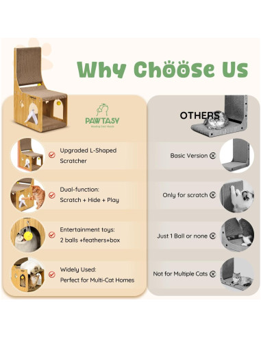 Alfombra Rascadora para Gatos Pawtasy con Juguetes Incluidos