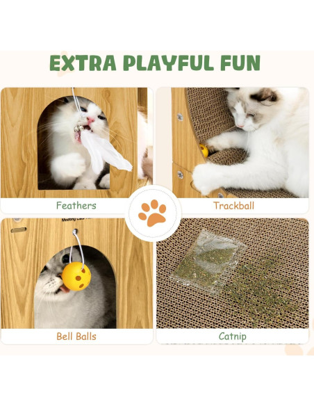 Alfombra Rascadora para Gatos Pawtasy con Juguetes Incluidos