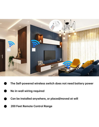 Interruptor de Luz Inalámbrico Autopropulsado Linptech K4R+R2