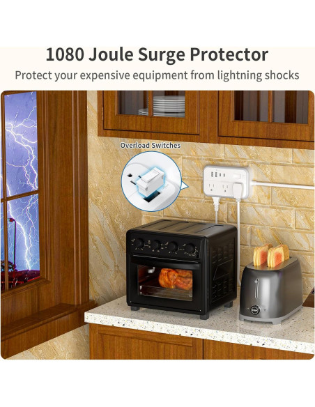 Regleta NTONPOWER 2 Clavijas 1875W 5FT con 4 Puertos USB