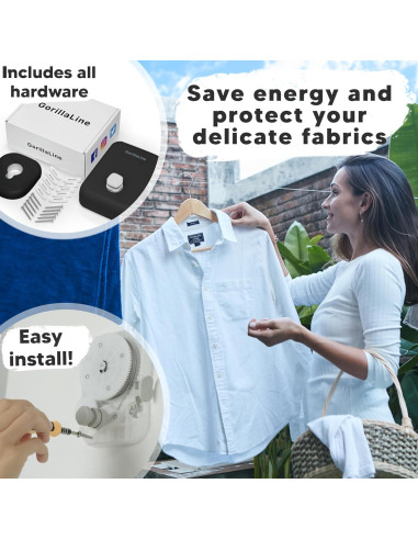 Cuerda de Ropa Retráctil GorillaLine 4.24 m Alta Resistencia