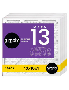 Filtro de Aire Simply MERV 13 10x10x1 Paquete de 8 para HVAC