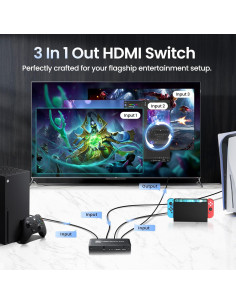 Interruptor HDMI 3 en 1 NEWCARE 4K@60Hz Control Remoto 2