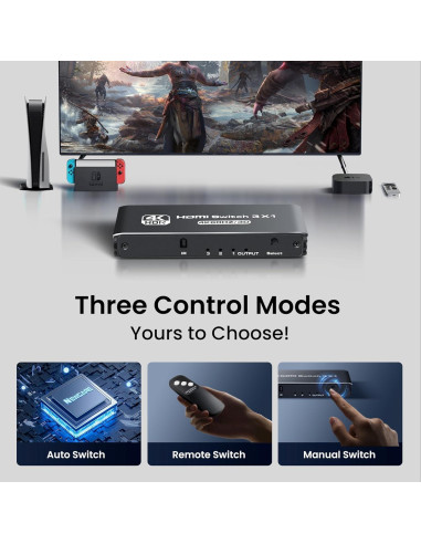 Interruptor HDMI 3 en 1 NEWCARE 4K@60Hz Control Remoto