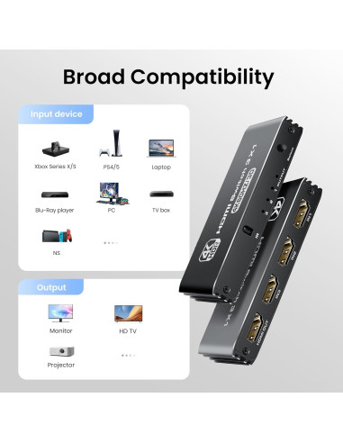 Interruptor HDMI 3 en 1 NEWCARE 4K@60Hz Control Remoto