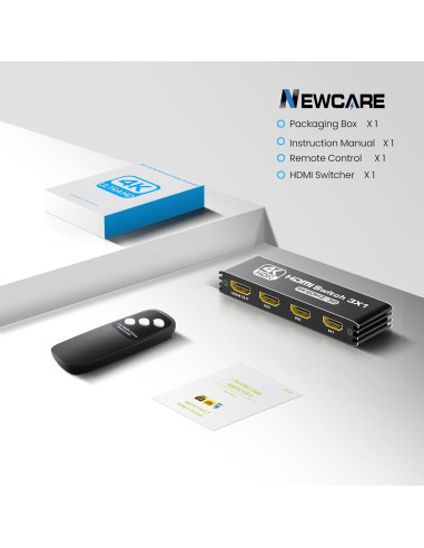 Interruptor HDMI 3 en 1 NEWCARE 4K@60Hz Control Remoto