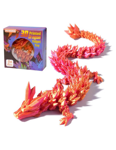 Dragón Articulado Impreso en 3D 30.48 cm Bakira Rojo