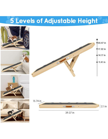 Rampa para Perros y Gatos X XBEN 100cm Ajustable 29-52cm