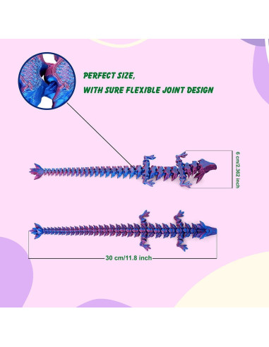 Dragón Articulado Impreso en 3D 30.48 cm Bakira Rojo