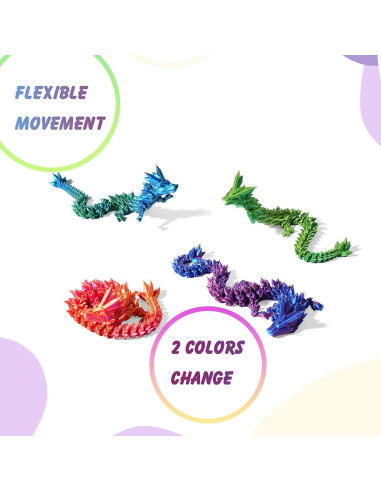 Dragón Articulado Impreso en 3D 30.48 cm Bakira Rojo