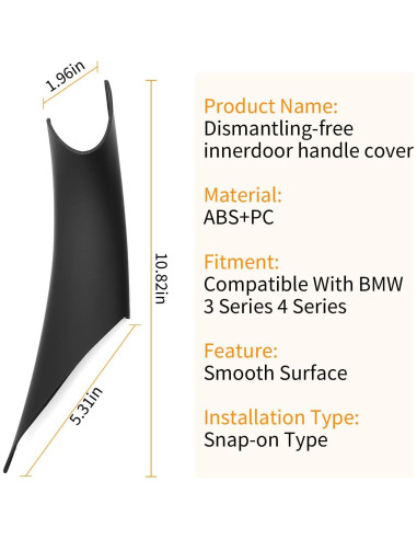 Cubierta Tirador Puerta BMW Serie 3/4 BJchiwu Negro 2 Pcs