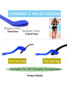 Correa de Gafas SAIGO Antideslizante de Silicona 2PCS Negro 2