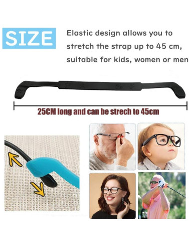 Correa de Gafas SAIGO Antideslizante de Silicona 2PCS Negro