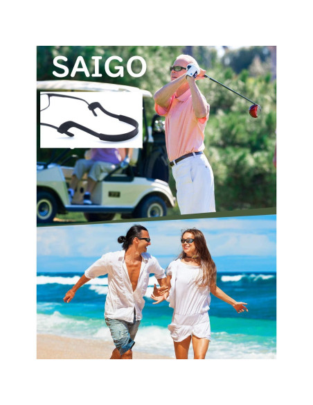 Correa de Gafas SAIGO Antideslizante de Silicona 2PCS Negro