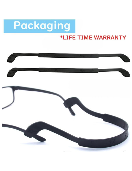 Correa de Gafas SAIGO Antideslizante de Silicona 2PCS Negro