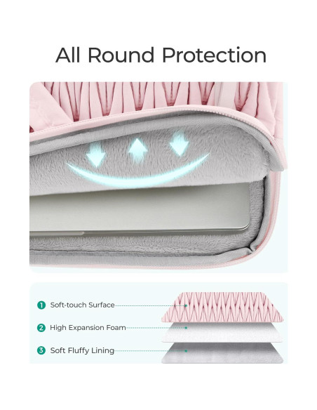 BAGSMART Funda Acolchada para Laptop 15-16" Beige