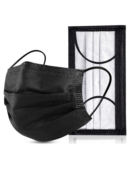 Mascarillas Desechables Negras Yjiaka 4 Capas 50 Pcs