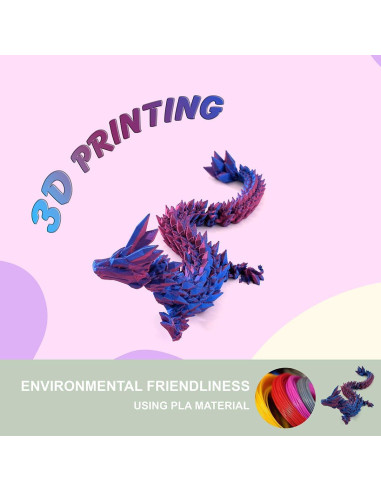 Dragón Articulado Impreso en 3D 30.48 cm Bakira Rojo