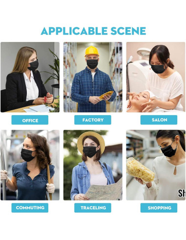 Mascarillas Desechables Negras Yjiaka 4 Capas 50 Pcs