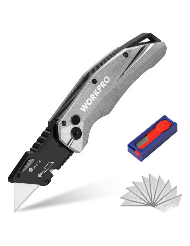 Cuchillo Utilitario Plegable WORKPRO, Metal, 17.5cm, 150g