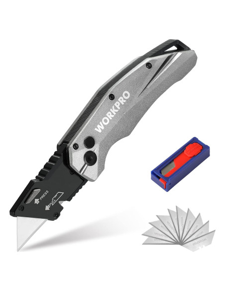 Cuchillo Utilitario Plegable WORKPRO, Metal, 17.5cm, 150g
