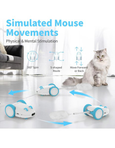 Juguete Automático para Gatos PETGEEK Ratón con 3 Colas 2