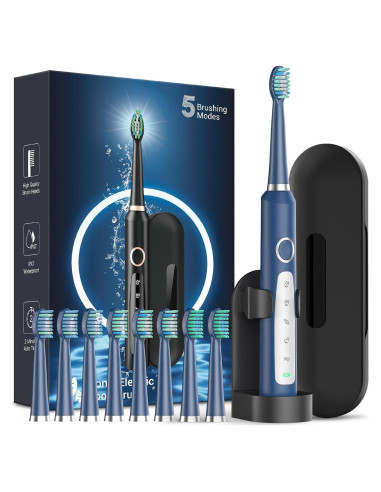 Cepillo de Dientes Eléctrico Sonic Rtauys HK01518 - 41,000 Vibraciones, 8 Cabezas, Azul