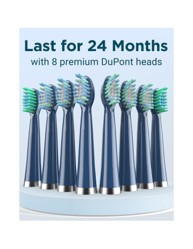 Cepillo de Dientes Eléctrico Sonic Rtauys HK01518 - 41,000 Vibraciones, 8 Cabezas, Azul