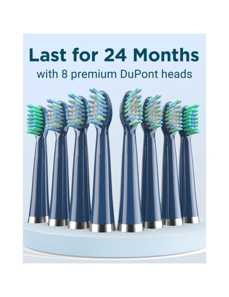 Cepillo de Dientes Eléctrico Sonic Rtauys HK01518 - 41,000 Vibraciones, 8 Cabezas, Azul