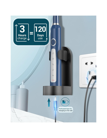 Cepillo de Dientes Eléctrico Sonic Rtauys HK01518 - 41,000 Vibraciones, 8 Cabezas, Azul