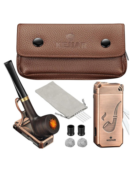 Juego de Pipas de Tabaco KEJIAR con Bolsa y Encendedor Juego de Pipas de Tabaco KEJIAR con Bolsa y Encendedor