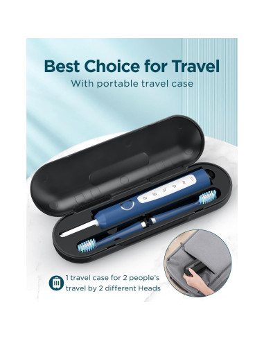 Cepillo de Dientes Eléctrico Sonic Rtauys HK01518 - 41,000 Vibraciones, 8 Cabezas, Azul