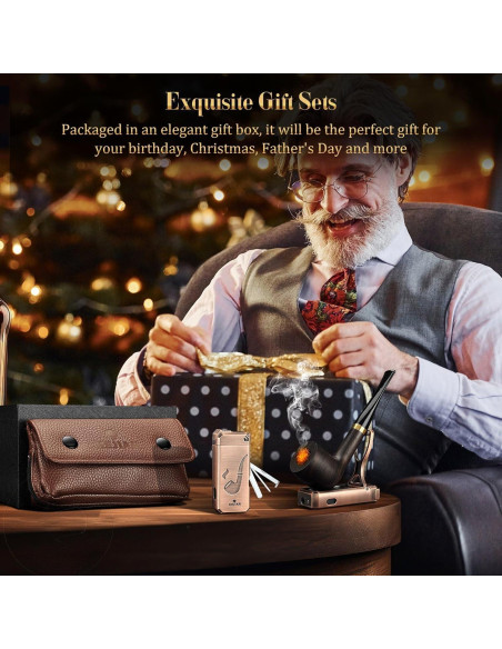 Juego de Pipas de Tabaco KEJIAR con Bolsa y Encendedor Juego de Pipas de Tabaco KEJIAR con Bolsa y Encendedor