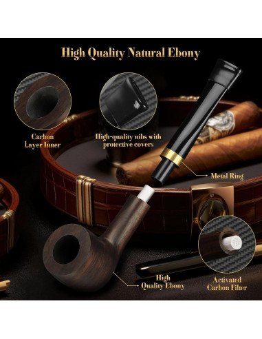 Juego de Pipas de Tabaco KEJIAR con Bolsa y Encendedor