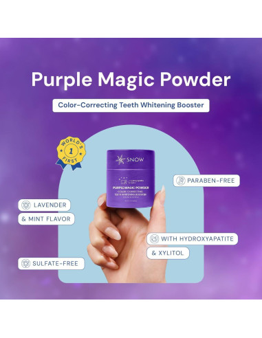 Polvo Blanqueador de Dientes SNOW 18g - Corrector de Color Púrpura
