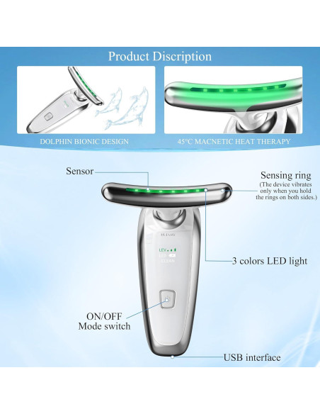 Masajeador Facial y de Cuello True Beauty Glow - Terapia Luz Roja