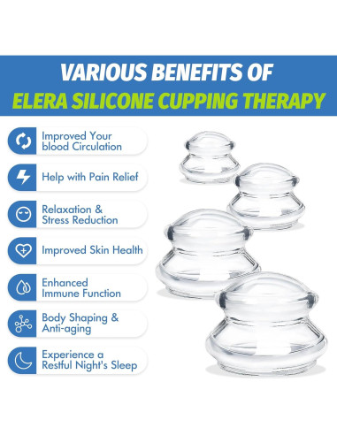 Juego de Ventosas de Silicona ELERA - 4 Tamaños para Masaje