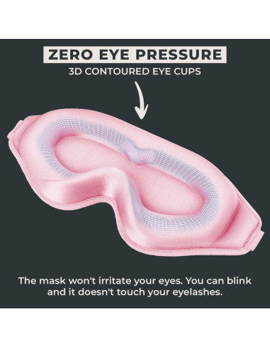 Máscara de Sueño 3D FlyHugz Rosa | Bloqueo 100% Luz, Sin Presión