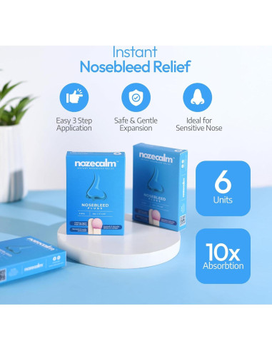 Detenedor de Sangrado Nasal NozeCalm - 6 Unidades - Hipoalergénico