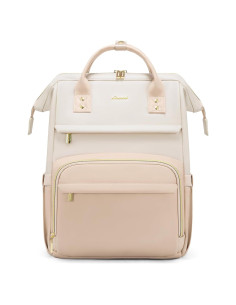 Mochila de Cuero LOVEVOOK para Laptop 15.6" Beige