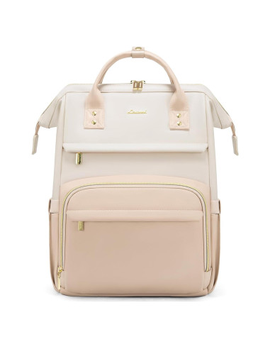 Mochila de Cuero LOVEVOOK para Laptop 15.6" Beige
