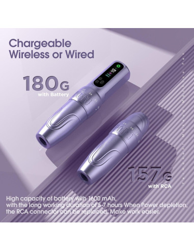 Pluma de Tatuaje Inalámbrica DIVA 1600mAh 6 Longitudes Ajustables