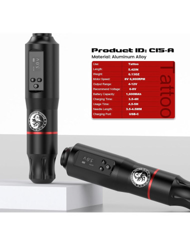 Kit de Tatuaje Inalámbrico Wormhole con Pantalla LED y Batería 1600mAh