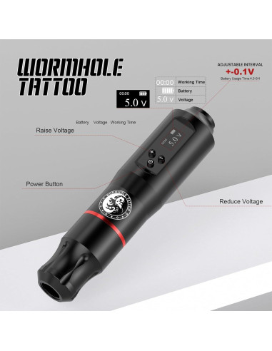 Kit de Tatuaje Inalámbrico Wormhole con Pantalla LED y Batería 1600mAh